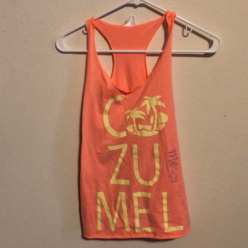 Pink Razorback tank top with writing